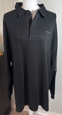 Vintage FUBU Sports Collection Pullover Polo Shirt Black Long 2XL LL